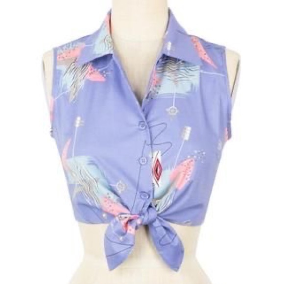 Size 24 Trashy Diva Lilac Atomic Dolly Tie Top - Picture 1 of 3